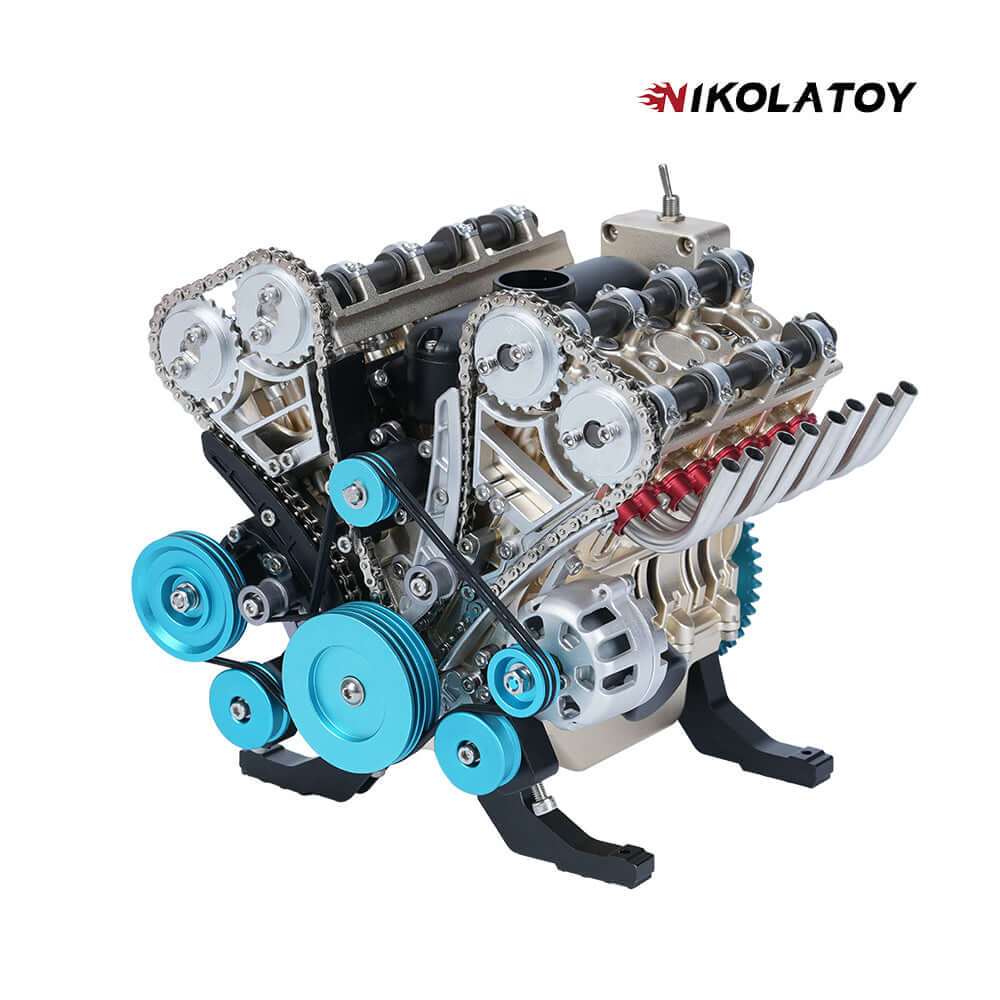 TECHING V8 Car Engine Model Full Metal Assembling 8-Cylinder 500+Pcs Building Kits